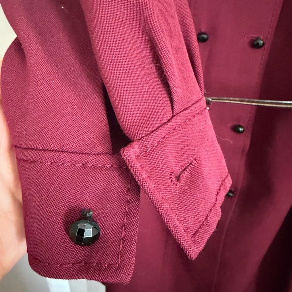 VINTAGE Del Mod Wool Midi Dress Burgundy 100% Virgin Wool Lined + Belt large - Picture 7 of 10